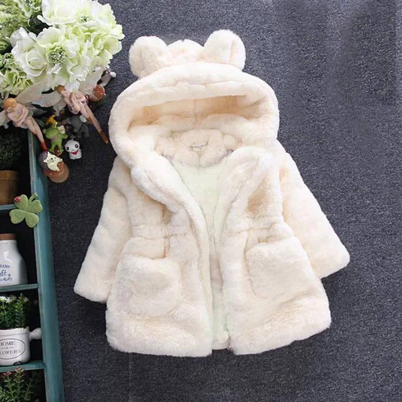 2024 Children's Hooded Jacket: Stylish Faux Fur Coat for Girls and Boys - Warm Autumn & Winter Wear