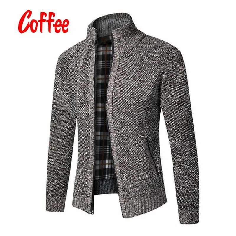 Jackets for Men Fashion Simple Breathable Zipper Coats Casual Stand Collar Long Sleeve Cardigan Sweaters