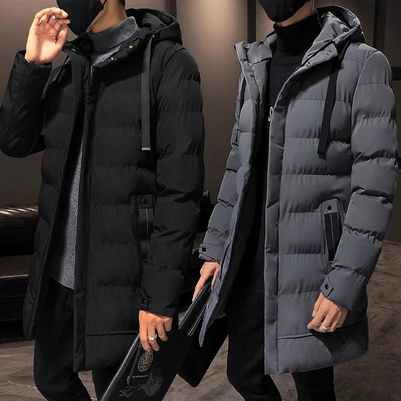 "Men's Winter Down Jackets & Coats - Hooded, Thicker Warm Parkas for Casual Slim Fit Style"