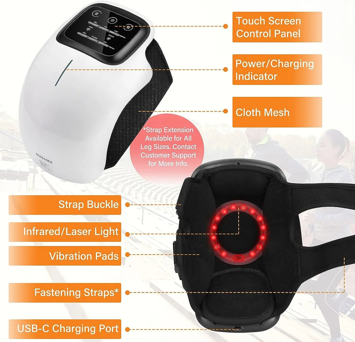 Knee Massager with Infrared Heat and Vibration. Knee Pain Relief for Swelling Stiff Joints, Stretched Ligament and Muscles Injuries