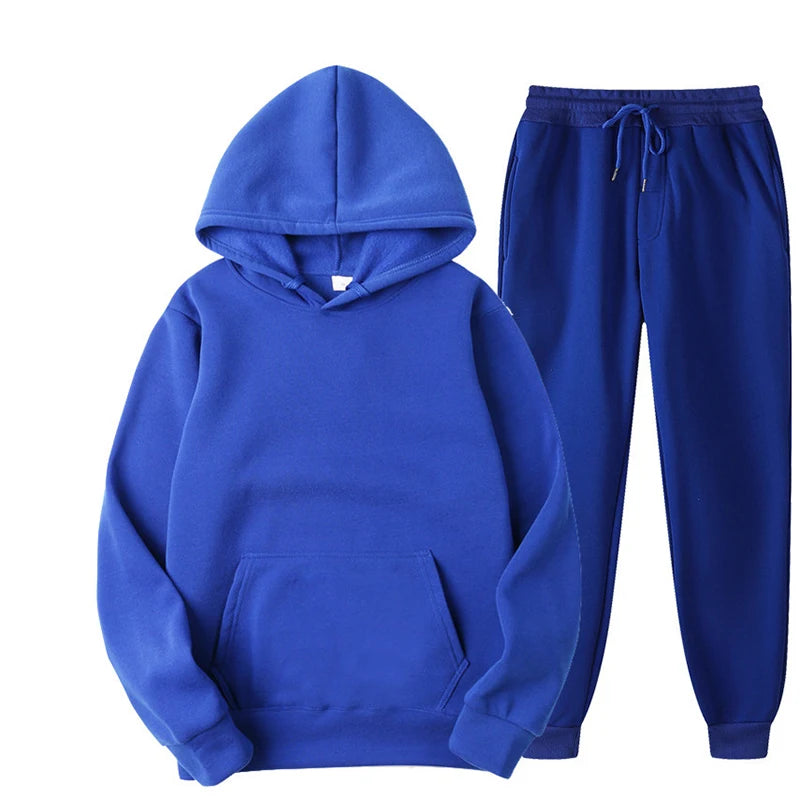 "Chic Unisex Fleece Tracksuit - Ultimate Cozy Pullover & Jogger Set for Fall Fashion!"