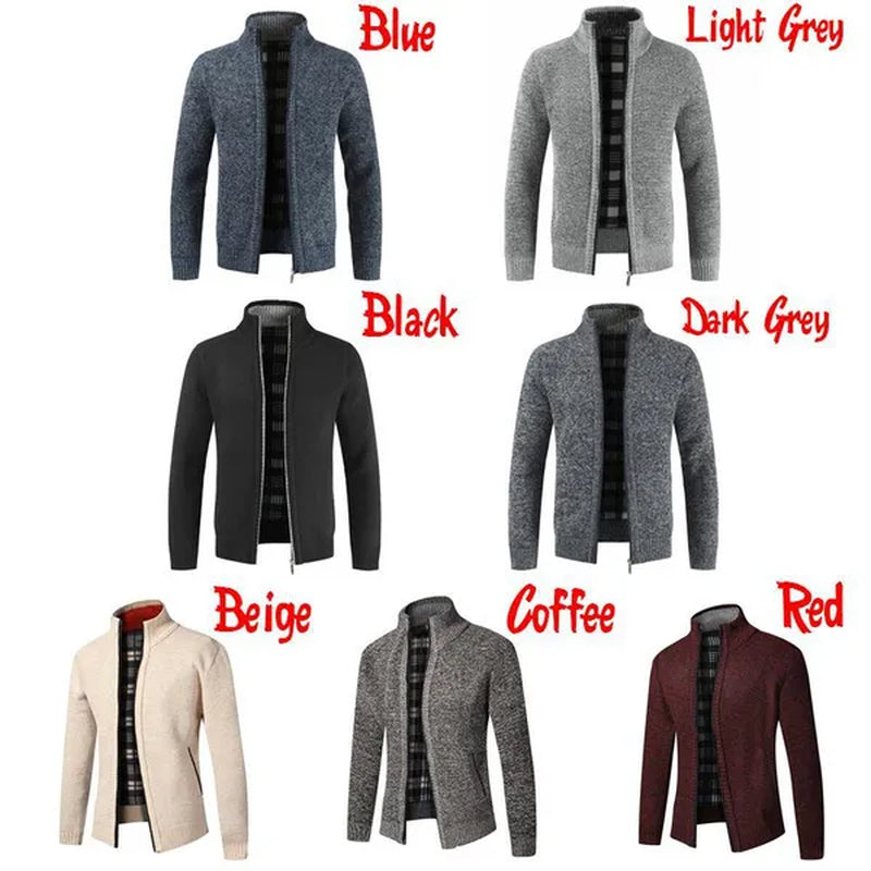 Jackets for Men Fashion Simple Breathable Zipper Coats Casual Stand Collar Long Sleeve Cardigan Sweaters