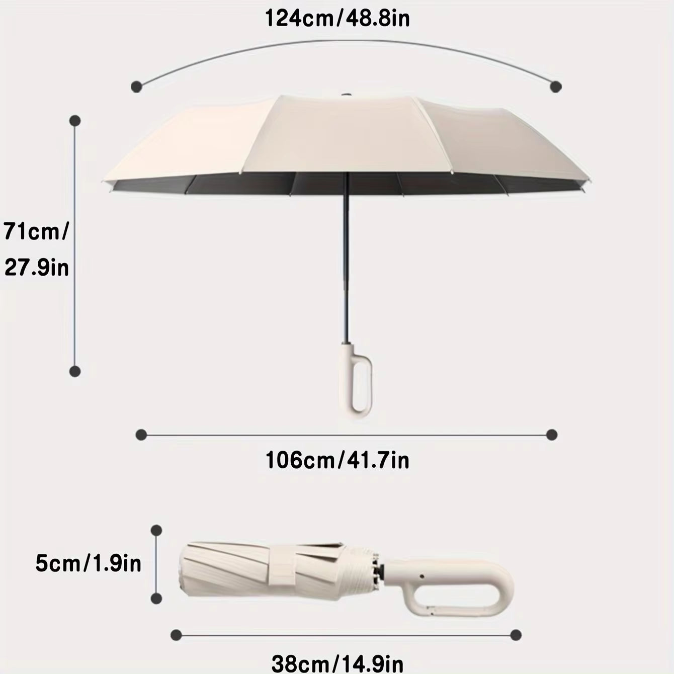 30 Vein Windproof Reinforced Automatic Folding Umbrella for Men, Large Buckle Handle Wind and Water Resistant 105CM