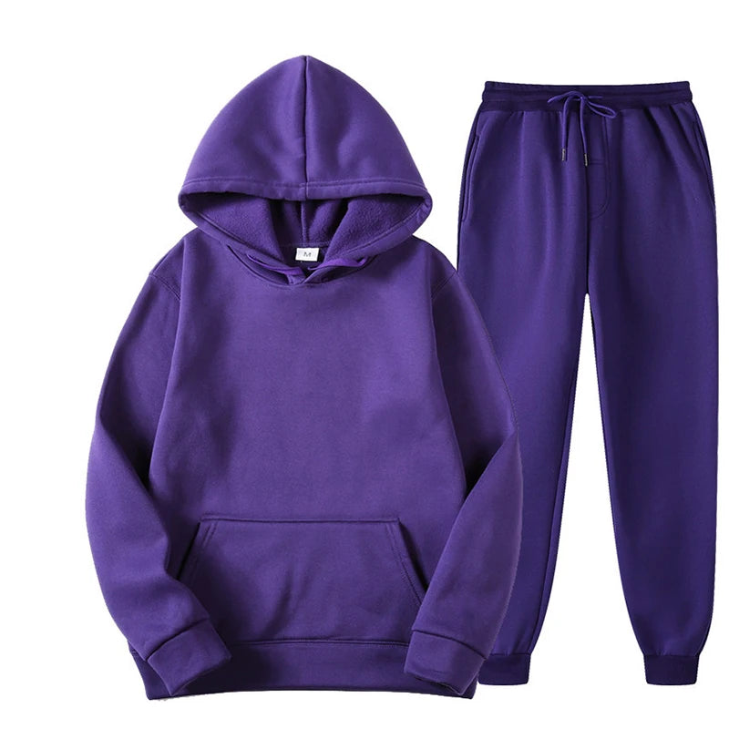 "Chic Unisex Fleece Tracksuit - Ultimate Cozy Pullover & Jogger Set for Fall Fashion!"