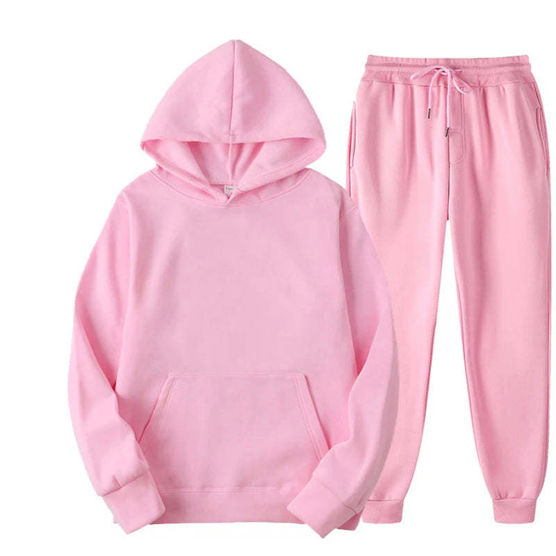 "Chic Unisex Fleece Tracksuit - Ultimate Cozy Pullover & Jogger Set for Fall Fashion!"