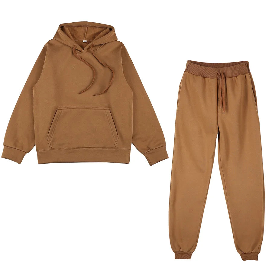 "Chic Unisex Fleece Tracksuit - Ultimate Cozy Pullover & Jogger Set for Fall Fashion!"