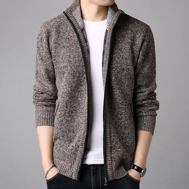 Jackets for Men Fashion Simple Breathable Zipper Coats Casual Stand Collar Long Sleeve Cardigan Sweaters