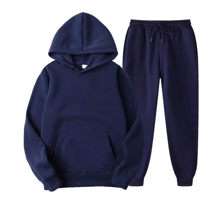 "Chic Unisex Fleece Tracksuit - Ultimate Cozy Pullover & Jogger Set for Fall Fashion!"