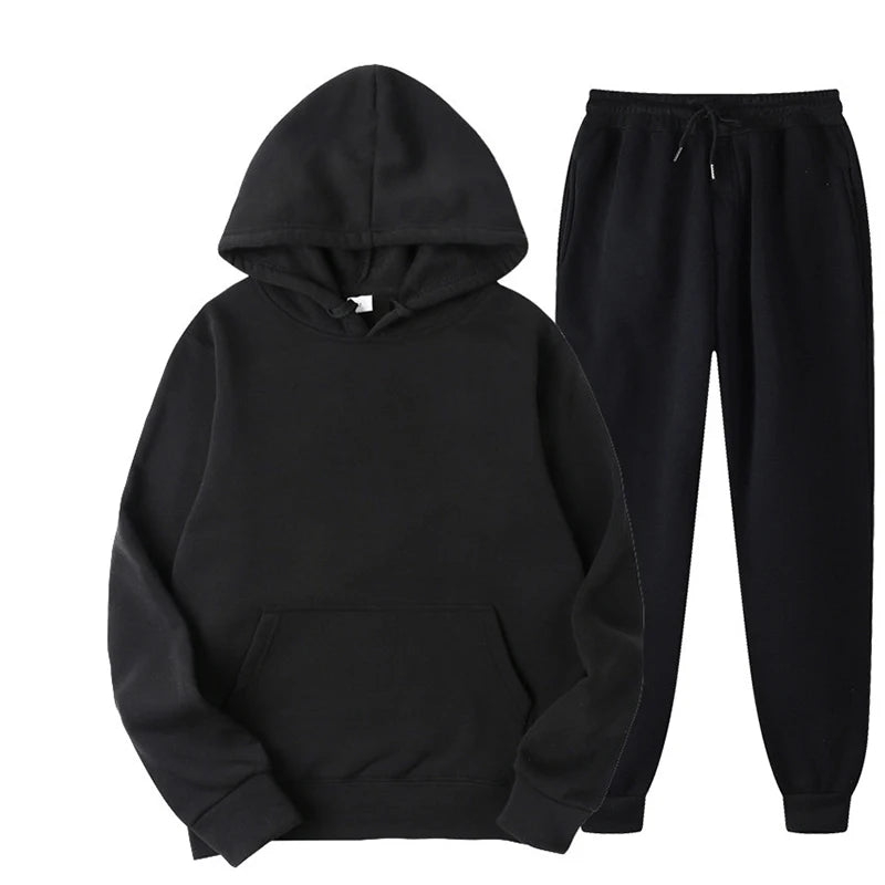 "Chic Unisex Fleece Tracksuit - Ultimate Cozy Pullover & Jogger Set for Fall Fashion!"