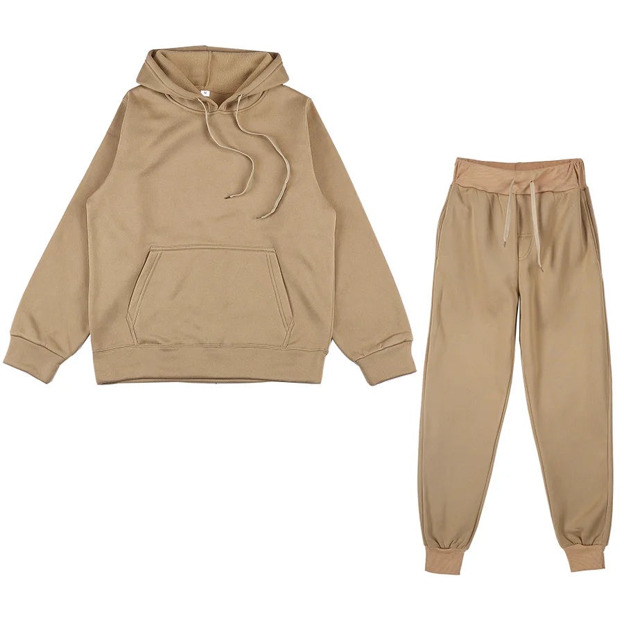 "Chic Unisex Fleece Tracksuit - Ultimate Cozy Pullover & Jogger Set for Fall Fashion!"