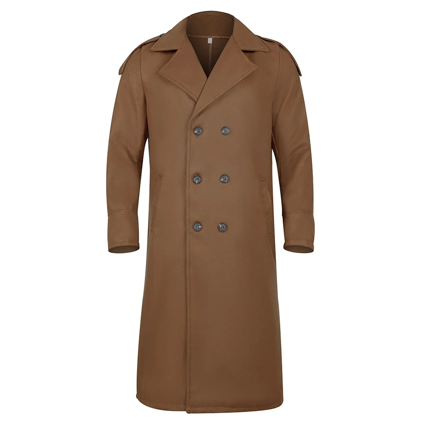 "2021 Men's Fashion Trench Coat - Stylish Casual Overcoat with Punk Flair, Long Sleeves & Turn-Down Collar"