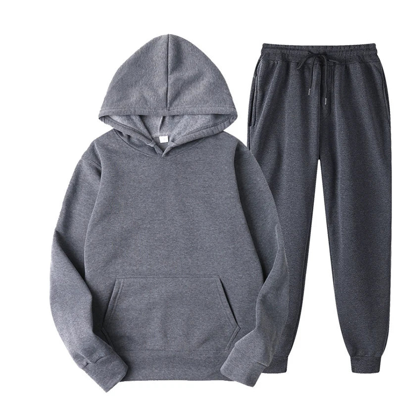 "Chic Unisex Fleece Tracksuit - Ultimate Cozy Pullover & Jogger Set for Fall Fashion!"