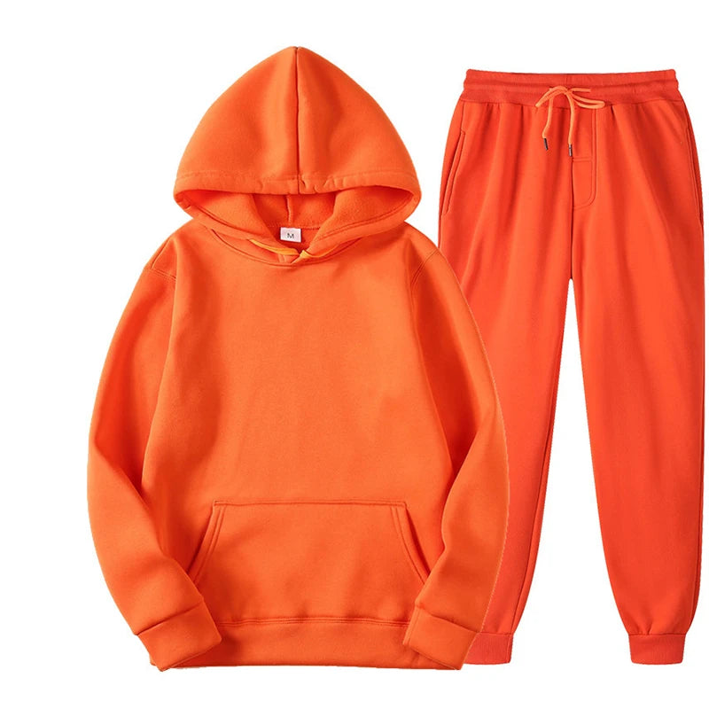 "Chic Unisex Fleece Tracksuit - Ultimate Cozy Pullover & Jogger Set for Fall Fashion!"