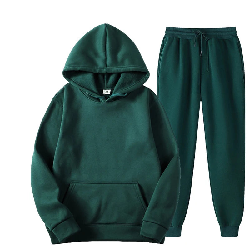 "Chic Unisex Fleece Tracksuit - Ultimate Cozy Pullover & Jogger Set for Fall Fashion!"