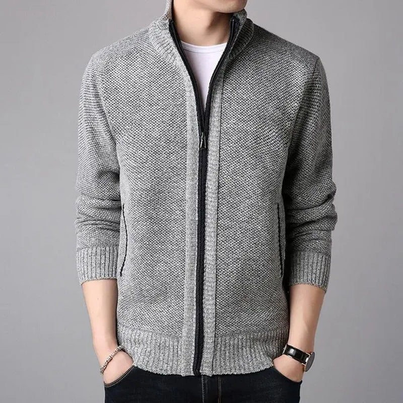 Jackets for Men Fashion Simple Breathable Zipper Coats Casual Stand Collar Long Sleeve Cardigan Sweaters