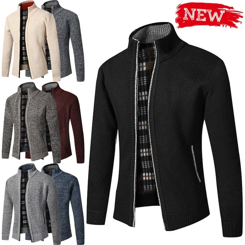 Jackets for Men Fashion Simple Breathable Zipper Coats Casual Stand Collar Long Sleeve Cardigan Sweaters