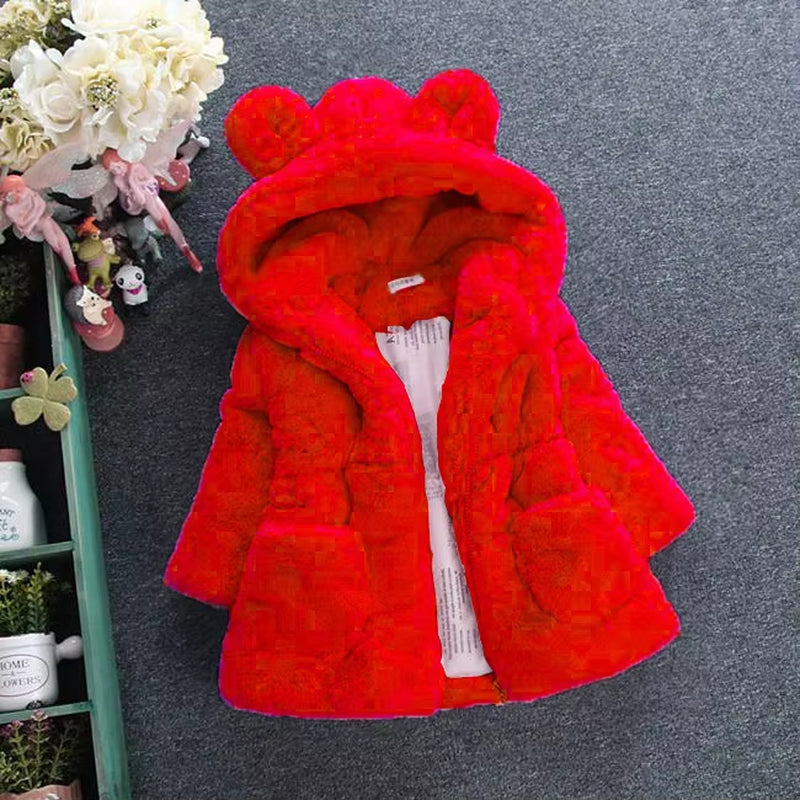 2024 Children's Hooded Jacket: Stylish Faux Fur Coat for Girls and Boys - Warm Autumn & Winter Wear