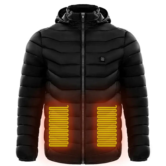 Heated Puffer Jacket Coat USB Battery Electric for Men and Women, Heating Coat Insulated Hood Windbreaker Winter Jacket Menswear Long Sleeve Tops Hoodie Outdoor Underwear Zippers