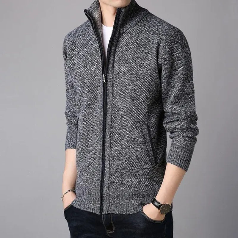 Jackets for Men Fashion Simple Breathable Zipper Coats Casual Stand Collar Long Sleeve Cardigan Sweaters