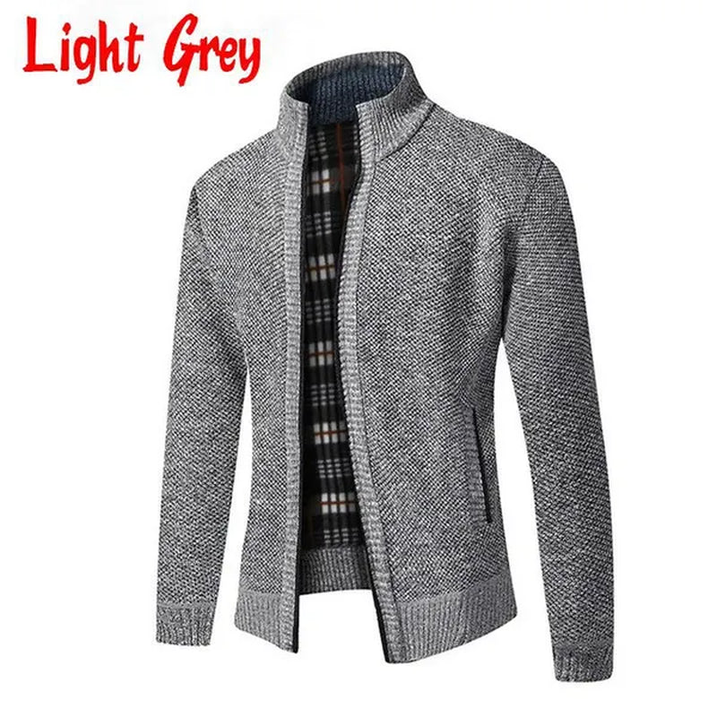 Jackets for Men Fashion Simple Breathable Zipper Coats Casual Stand Collar Long Sleeve Cardigan Sweaters