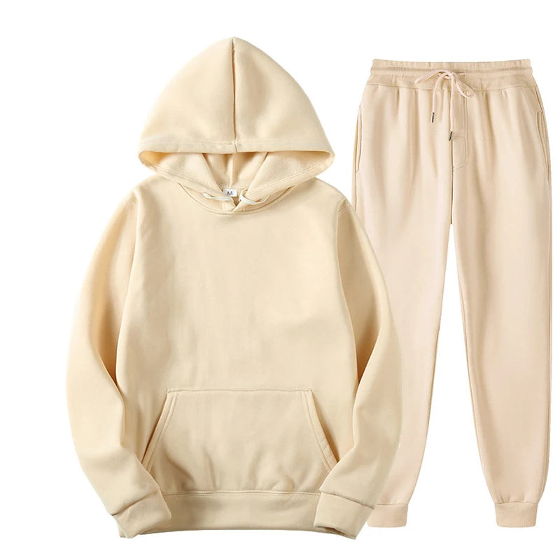 "Chic Unisex Fleece Tracksuit - Ultimate Cozy Pullover & Jogger Set for Fall Fashion!"