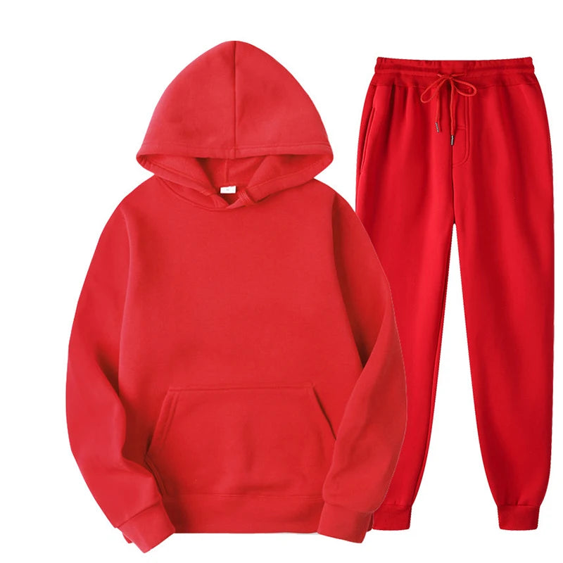 "Chic Unisex Fleece Tracksuit - Ultimate Cozy Pullover & Jogger Set for Fall Fashion!"